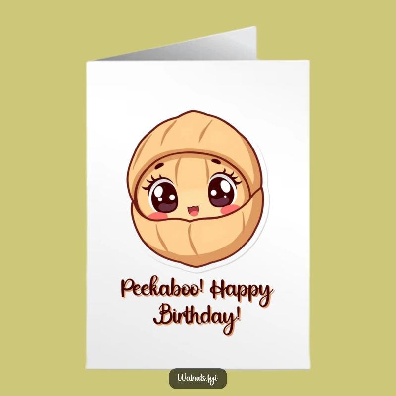 Free Printable Birthday Card: Peeking Walnut - Funny Downloadable Gift for a Surprise Celebration