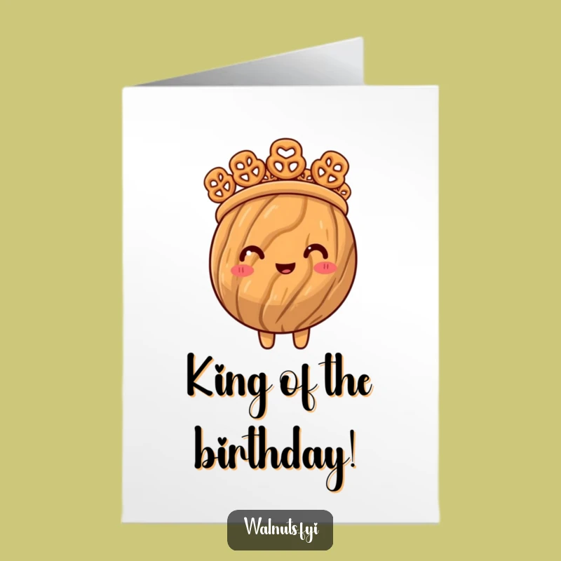 Free Printable Birthday Card: Proud Walnut King, Pretzel Crown, Hilarious Downloadable Gift