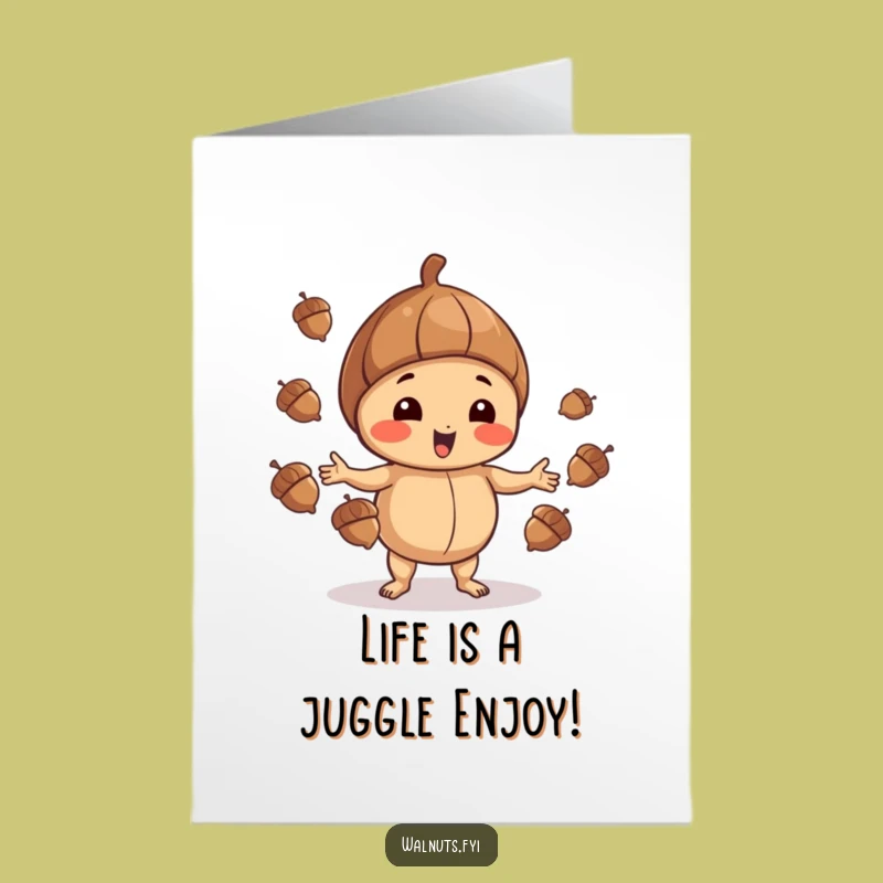 Free Printable Walnut Birthday Card: Juggling Nut Fun - Downloadable Gift