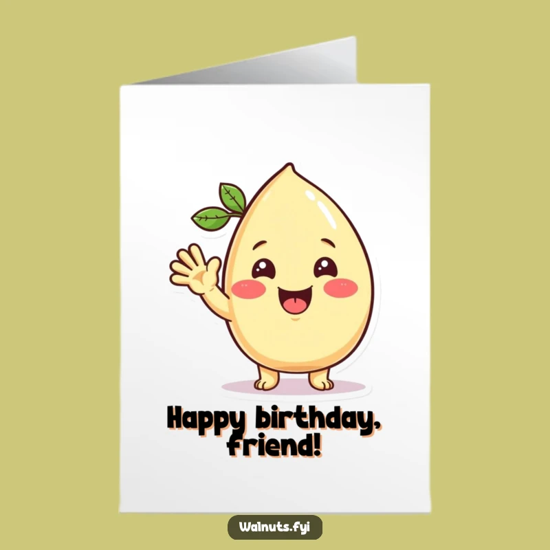Free Printable Kawaii Cashew Birthday Card: Funny Wave Downloadable Gift!