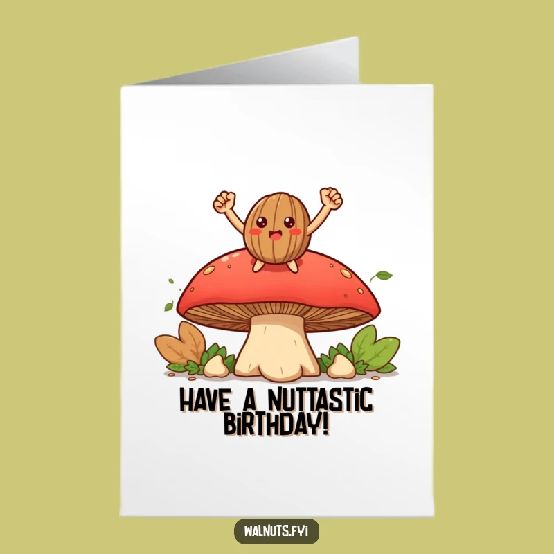Free Printable Birthday Card: Triumphant Walnut & Mushroom Humor for a Fun Day
