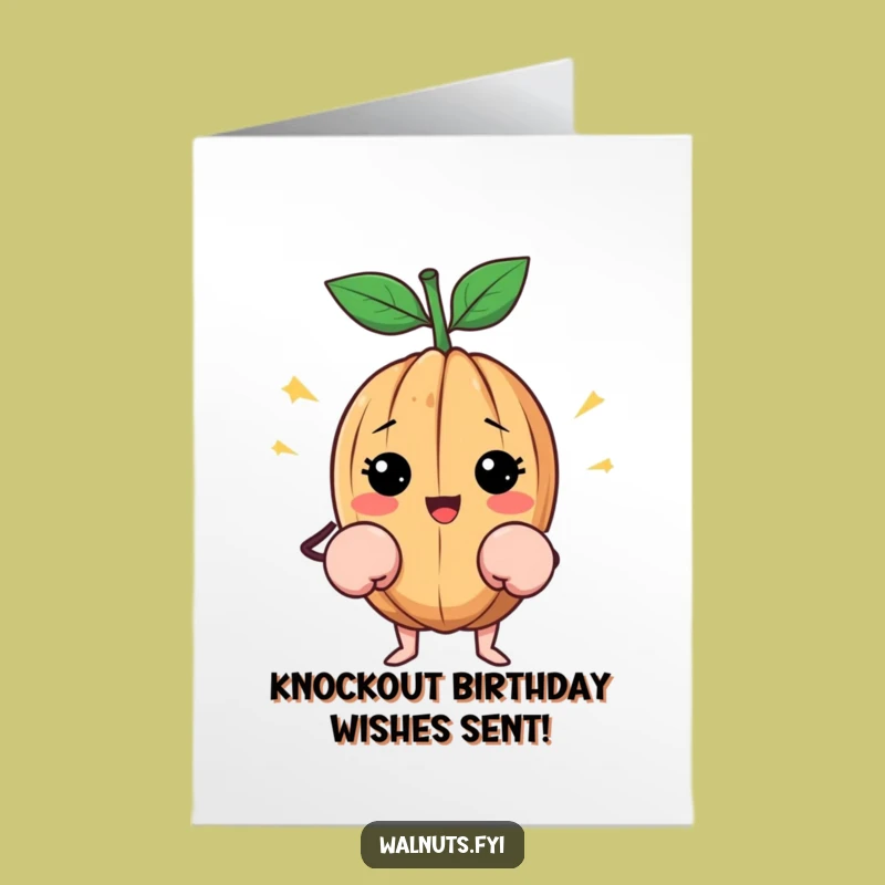 Free Printable Walnut Birthday Card: Boxing Nut Fights for Fun - Downloadable Gift