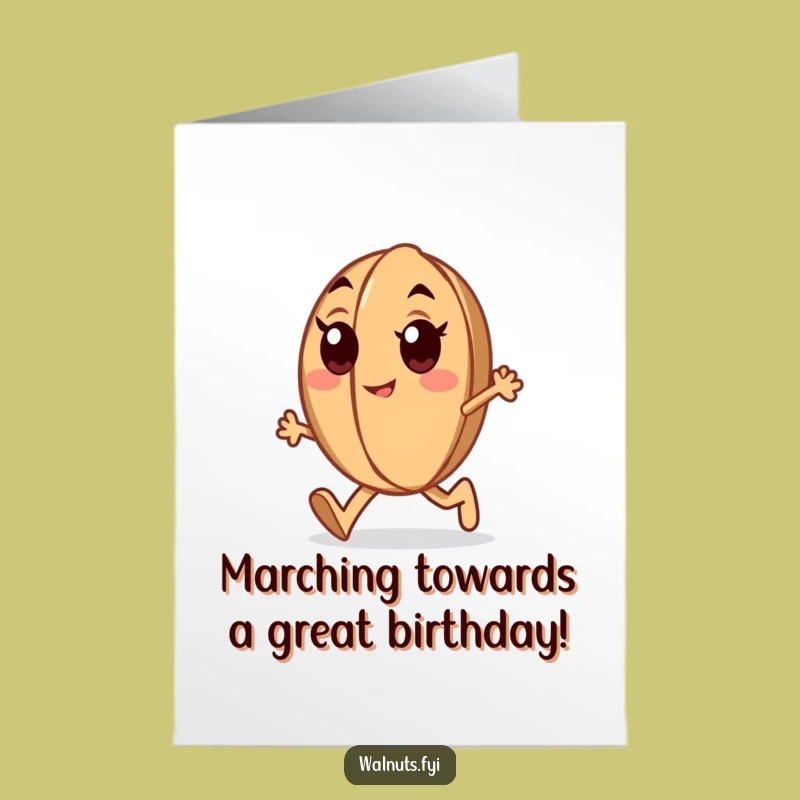Free Printable Birthday Card: Determined Walnut Marching, Bold Downloadable Gift