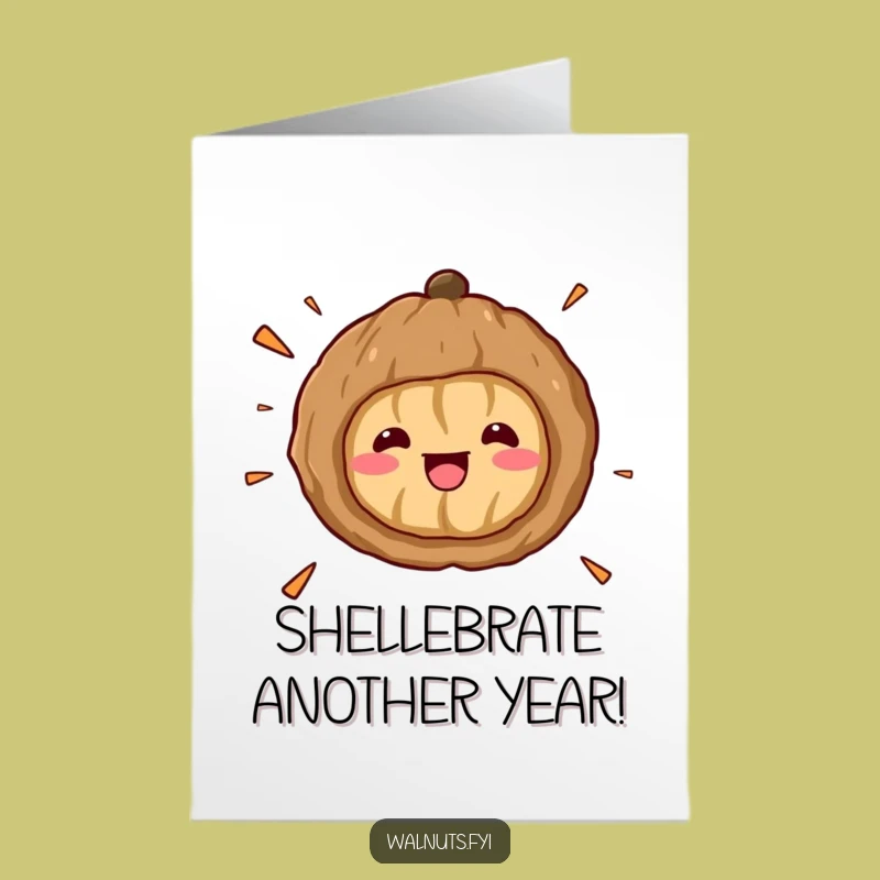 Free Printable Birthday Card: Funny Kawaii Walnut Surprise, Perfect Downloadable Gift!