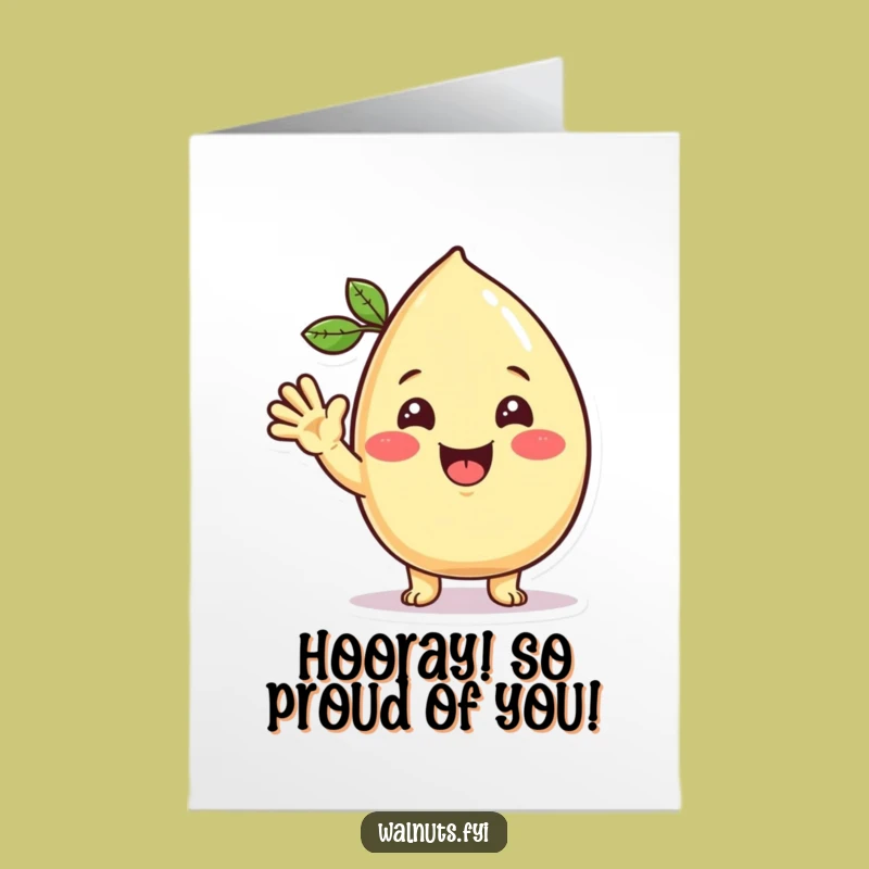 Free Printable Kawaii Cashew Congratulations Card: Funny Wave Downloadable Gift!