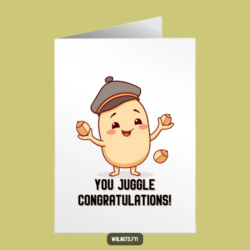 Free Printable Cashew Congrats Card: Juggling Talent, DIY Downloadable