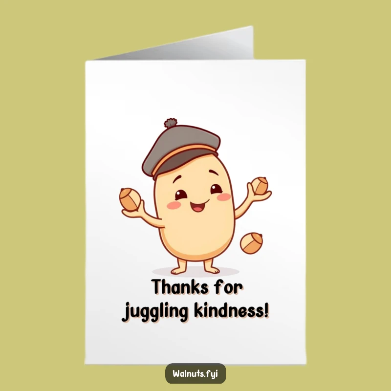 Free Printable Cashew Thank You Card: Juggling Thanks, Downloadable