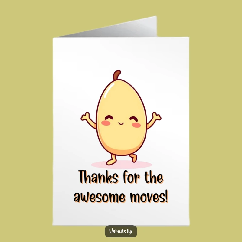 Free Printable Kawaii Almond Thank You Card: Funny Dance Downloadable Gift!