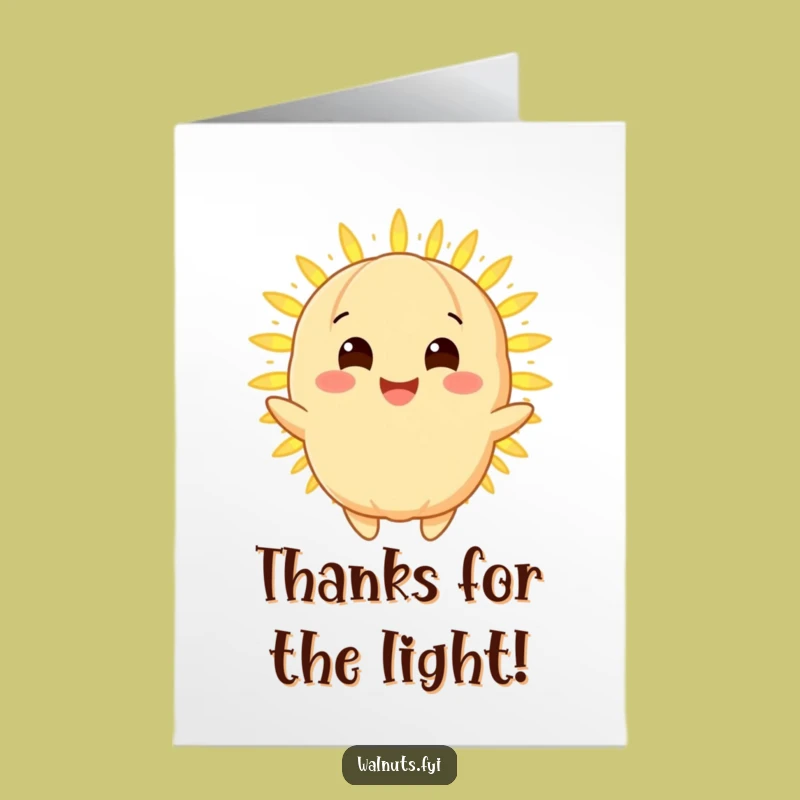 Free Printable Thank You Card: Golden Macadamia Nut Expressing Gratitude with Warm Light
