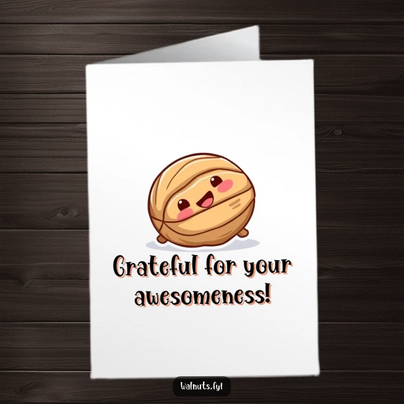 Funny Free Printable Thank You Card: A joyful walnut smoothly slides, expressing sincere thanks.