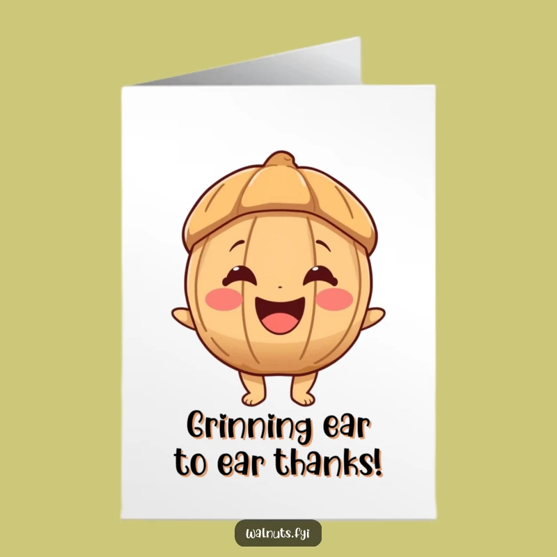 Free Printable Thank You Card: Smiling Walnut Thanks Funny Downloadable Greeting Gift