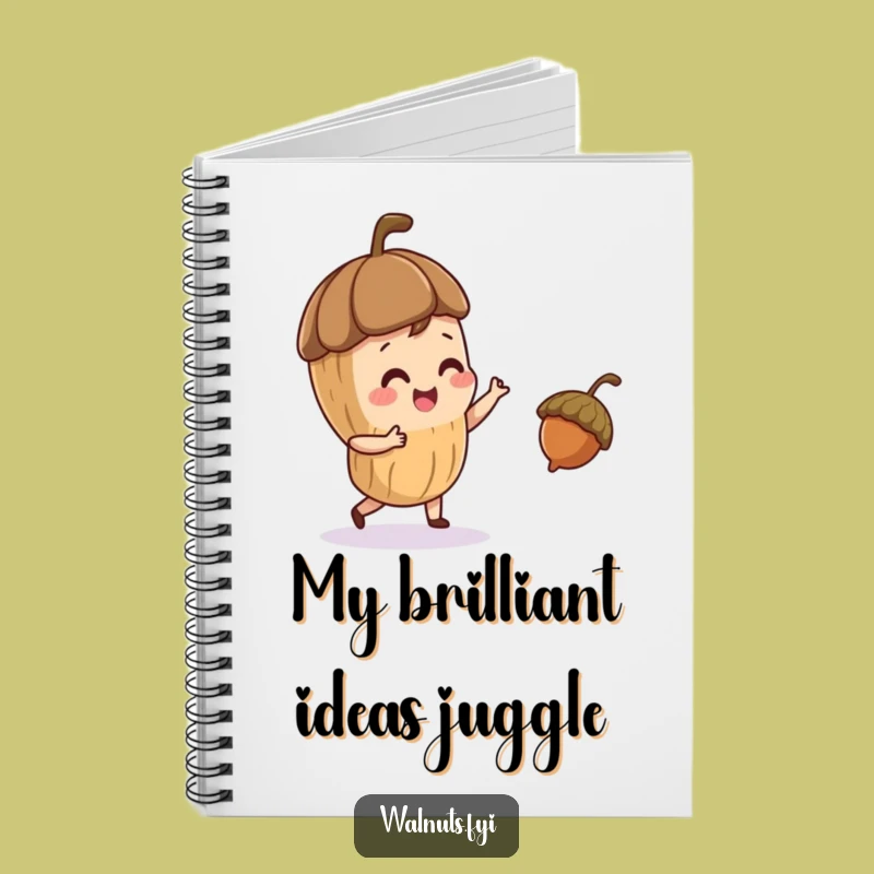 Funny Juggling Acorn Walnut Notebook - Jot Down Playful Ideas