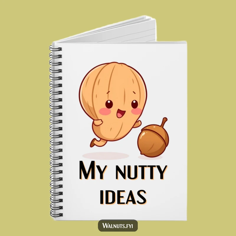 Funny Kawaii Walnut Notebook - Playful Acorn Chase Journal Lines
