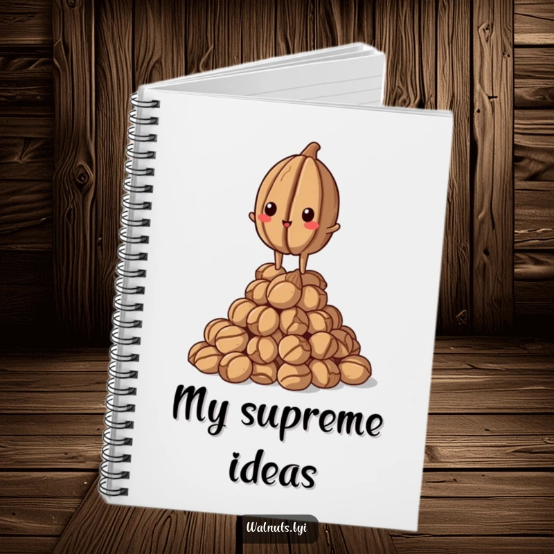 Funny Walnut Notebook: Proud walnut standing tall on a pile, perfect for notes and success plans, funny gift.