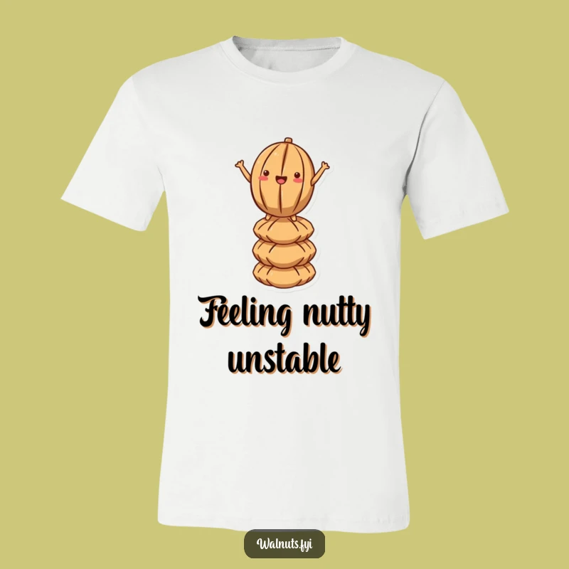 Funny Kawaii Walnut Balance T-Shirt - Comical Nut Stacking Apparel for Fun