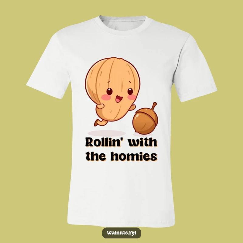 Funny Kawaii Walnut T-Shirt - Adorable Playful Acorn Chase Tee