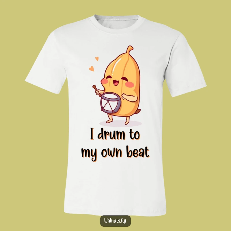 Funny Giggling Pecan Drummer T-Shirt - Hilarious Nutty Music Tee Gift