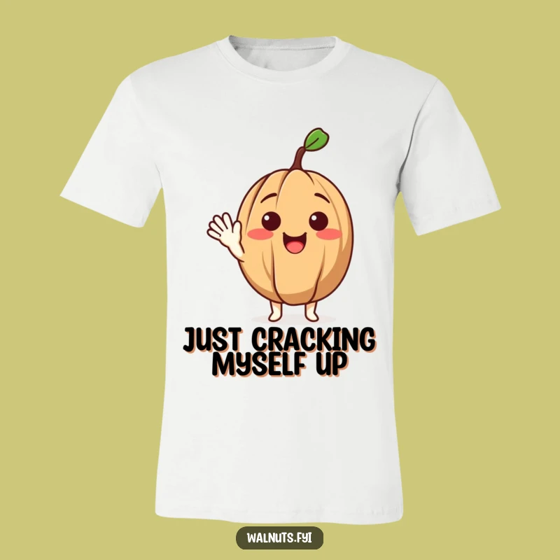 Funny Waving Walnut T-Shirt a Friendly Character Tee for Everyday Fun