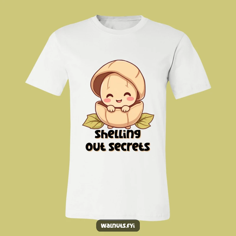 Funny Peeking Walnut T-Shirt: Happy Character Hiding, Cute Funny Gift Tee