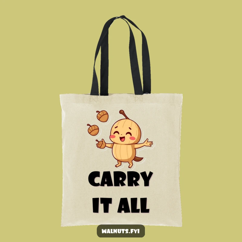Funny Juggling Walnut Tote Bag: Carry your talents, a perfect funny gift.