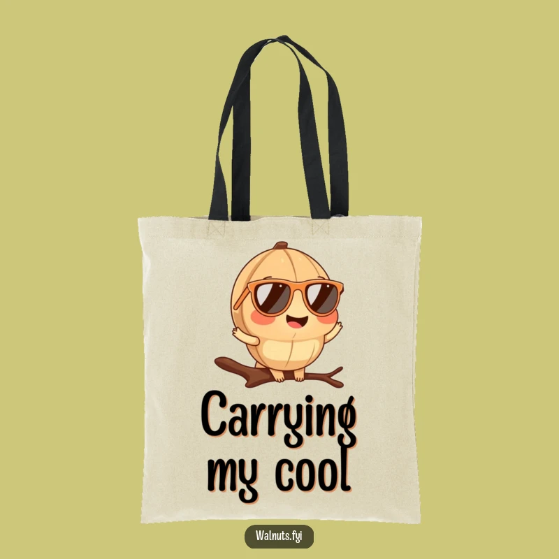 Funny Walnut Sunglasses Tote Bag: Carry your cool, a perfect funny gift for errands.