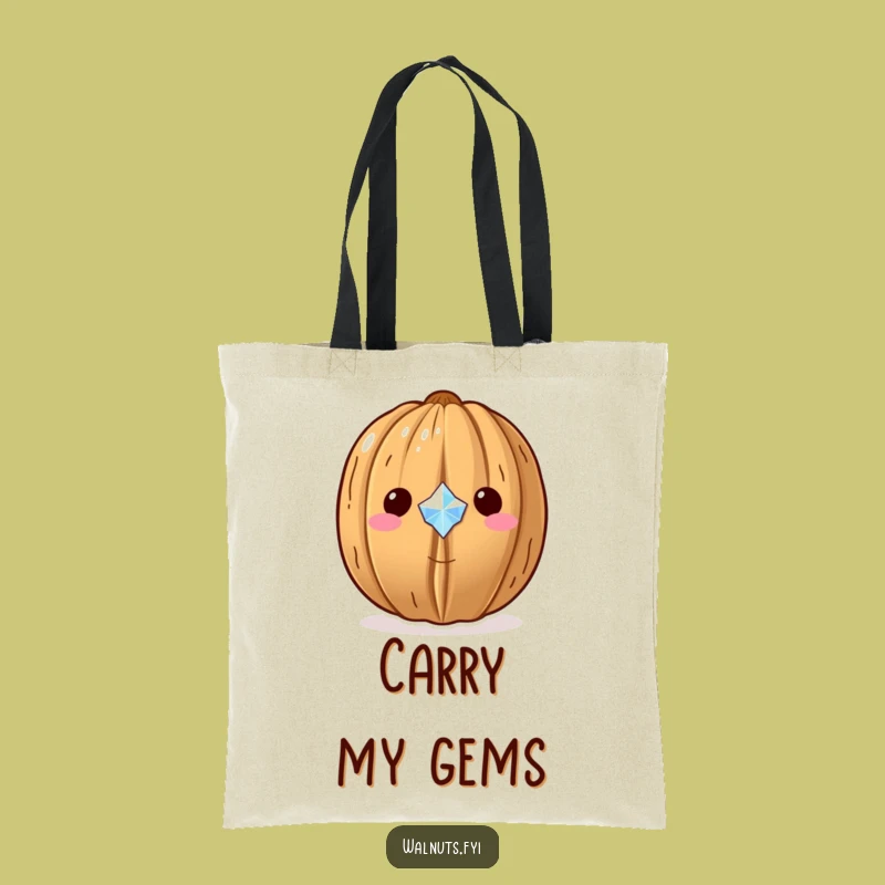 Funny Kawaii Gem Walnut Tote Bag - Sparkling Treasure Carryall