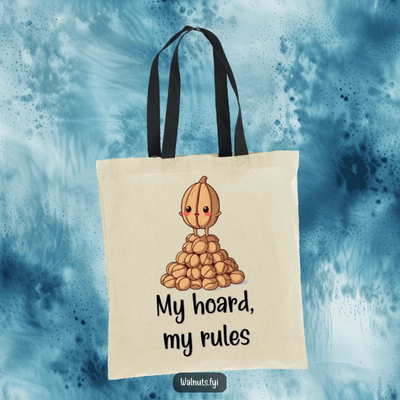 Funny Walnut Tote Bag: Proud walnut standing tall on a pile, symbolizing leadership, perfect funny gift.