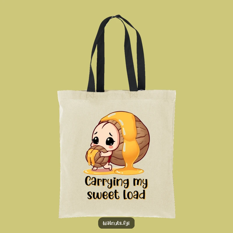 Funny Walnut Pushing Honey Tote Bag - Durable & Humorous Carry-All