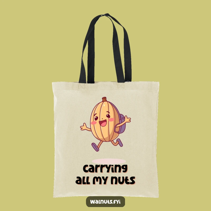 Funny Walnut Tote Bag: Jumping Nut Canvas Bag, Great Humorous Gift for Travelers